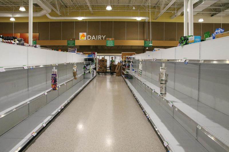полки продуктовых из-за коронавируса